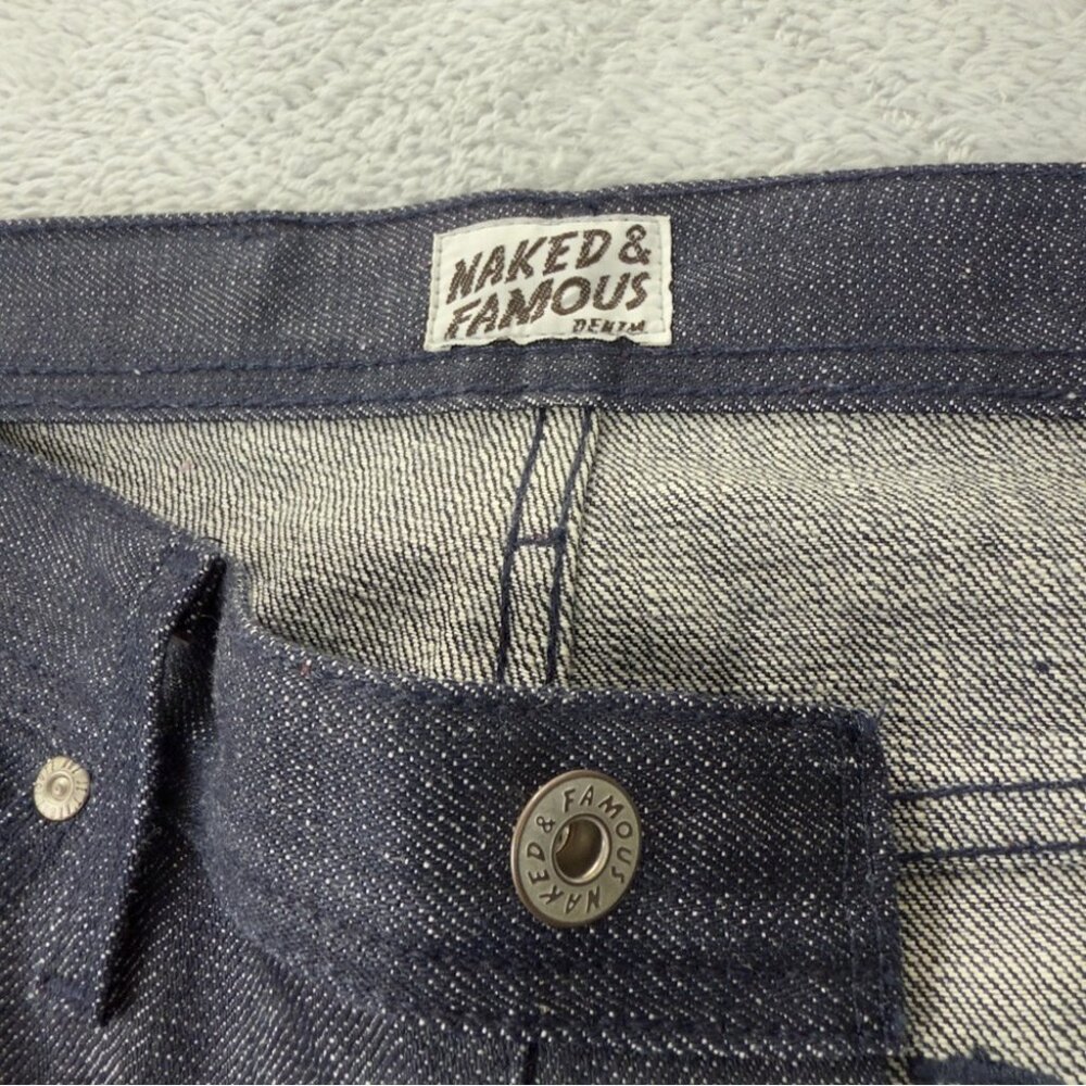 Naked and Famous Men's Size 32x32.5 Weird Guy Red Core Selvedge Raw Denim Jeans - Picture 7 of 11